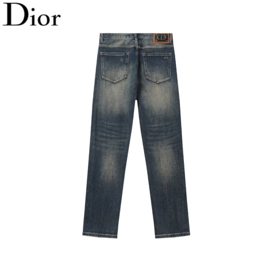 Dior Dark Blue Washed Denim Jeans with CD Logo Detail